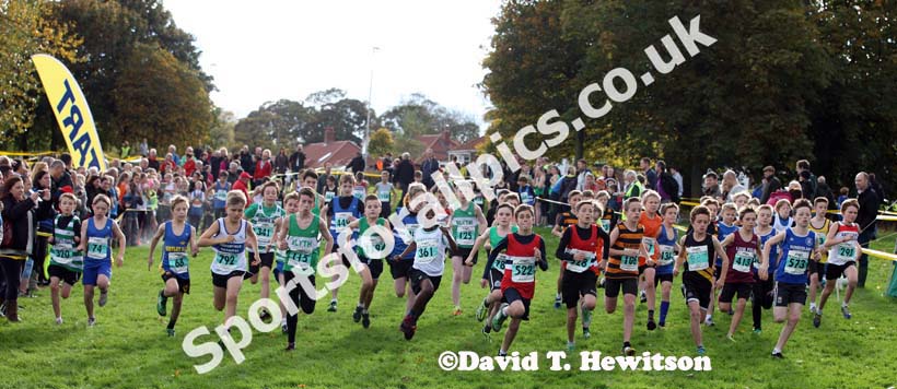 Start of the under-13 boys North East Harrier League, Blaydon. Photo: David T. Hewitson/Sports for All Pics